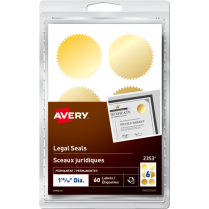 Avery&reg; Legal Seals Gold 60/pkg