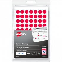 Avery&reg; Colour Coding Labels Round Non-Printable 1/2" Red 420/pkg