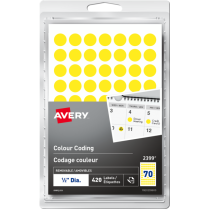 Avery&reg; Colour Coding Labels Round Non-Printable 1/2" Yellow 420/pkg