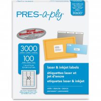 PRES-a-ply&reg; Permanent Laser/Inkjet Labels 2-5/8"x1 3,000/box