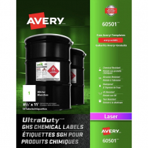 Avery&reg; UltraDuty GHS Chemical Labels 8-1/2"x11" White 50/pkg