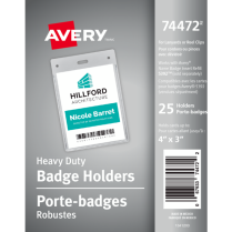 Avery&reg; Heavy&reg; Duty Name Badge Holders Vertical 4"x3" 25/pkg