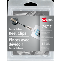 Avery&reg; Retractable Reel Clips Black 12/pkg