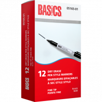 Basics&reg; Dry Erase Pen-Style Markers Fine Tip Black 12/box