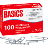 Basics&reg; Paper Clips #1, 1-1/4" Corrugated 100/box x 10 boxes/pkg