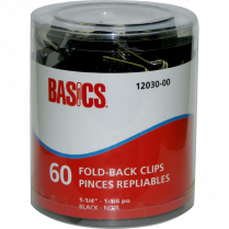 Basics&reg; Fold-Back Clips 1-1/4" 60/tub