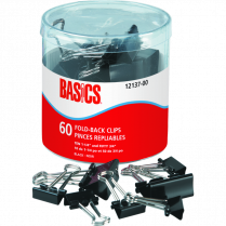 Basics&reg; Fold-Back Clips Assorted Sizes 60/tub