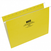 Basics&reg; Coloured Hanging Folders Letter Yellow 25/box