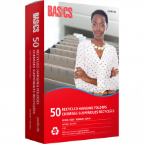 Basics&reg; Recycled Hanging Folders Legal Natural 50/box