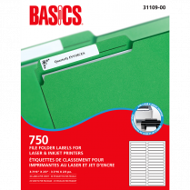 Basics&reg; File Folder Labels for Laser and Inkjet Printers 750/box