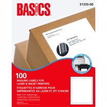 Basics&reg; Mailing Labels Laser 8-1/2"x11" 100/box