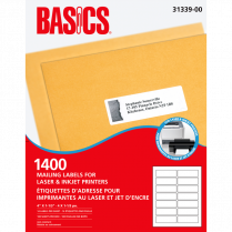 Basics&reg; Mailing Labels Laser 4"x1-1/3" 1,400/box
