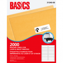 Basics&reg; Mailing Labels Laser 4"x1" 2,000/box