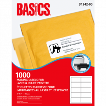 Basics&reg; Mailing Labels Laser 4"x2" 1,000/box