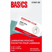 Basics&reg; Laminating Pouches 5mil 2-1/4"x3-3/4" 100/pkg