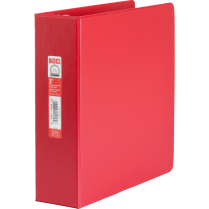 Basics&reg; Round Ring Binder 3" Red