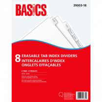 Basics&reg; Erasable Tab Index Dividers White 8 Tabs