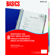 Basics&reg; Poly Index Dividers Assorted Colours 8 Tabs