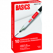 Basics&reg; Permanent Marker Metal Barrel Conical Tip Black 10/box