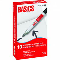 Basics&reg; Permanent Marker Metal Barrel Wedge Tip Black 10/box