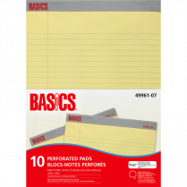 Basics&reg; Perforated Pads 8-1/2x11-3/4" Canary 50shts/pad 10/pkg