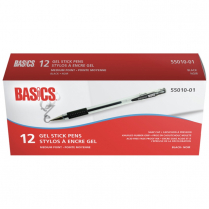 Basics&reg; Gel Stick Pens 0.7mm Black 12/box