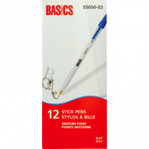 Basics&reg; Stick Pen Medium Point Blue 12/box