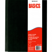 Basics&reg; Hard Cover Flush-Cut Notebook 9"x7-1/4" 192 pages Black
