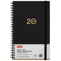Basics&reg; Weekly Diary Flexible Cover 8"x5" Bilingual Black