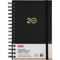 Basics&reg; Daily Diary Flexible Cover 8"x5" Bilingual Black