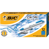Bic&reg; Clic Stic&reg; Retractable Ball Point Pen Medium Point Blue 12/box