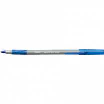 BIC&reg; Round Stic Grip&reg; Pens Fine Point Blue 12/box
