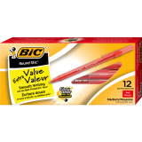 Bic&reg; Round Stic&reg; Pens Medium Point Red 12/box