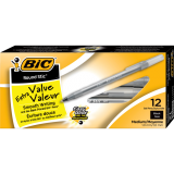 BIC&reg; Round Stic Grip&reg; Pens Medium Point Black 12/box
