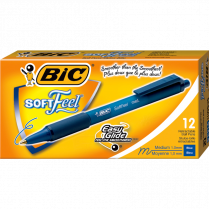 Bic&reg; SoftFeel&reg; Retractable Ball Point Pen Medium Point Blue 12/box