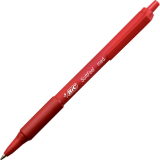 Bic&reg; SoftFeel&reg; Retractable Ball Point Pen Medium Point Red 12/box