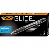 Bic&reg; Glide&trade; Bold Retractable Ball Point Pen Extra Bold Point Black 12/box
