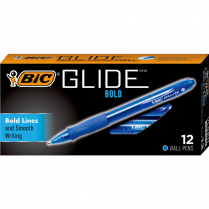 Bic&reg; Glide&trade; Bold Retractable Ball Point Pens Extra Bold Point Blue 12/box