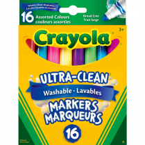 Crayola&reg; Ultra-Clean Washable Broad Tip Markers Assorted Colours 16/pkg