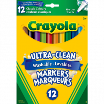Crayola&reg; Ultra-Clean Washable Fine Tip Markers Classic Colours 12/pkg