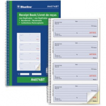 Blueline Receipt Book 4-Up 2-Part 200 Sets Spiral Bound