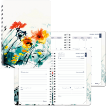 Blueline&reg; Dramatic Floral Weekly/Monthly Planner 8"x5" Bilingual Black