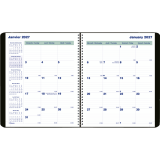 Blueline&reg; Essential Monthly Diary 16 Month Twin Wire Soft Cover 9-1/4"x7-1/4" Bilingual Black