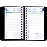 Blueline&reg; Essential Daily Diary Spiral Bound Soft Cover 6"x3-1/2" Bilingual Black