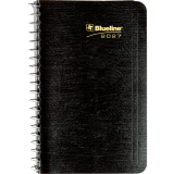 Blueline&reg; Essential Daily Diary Spiral Bound Soft Cover 6"x3-1/2" Bilingual Black