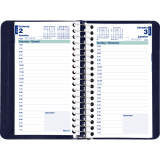 Blueline&reg; Essential Daily Diary Spiral Bound Soft Cover 6"x3-1/2" Bilingual Blue