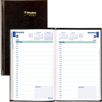 Blueline&reg; Traditional Daily Planner Hard Cover 8"x5" English Black