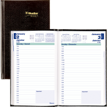 Blueline&reg; Traditional Daily Diary Hard Cover Bound 8"x5" Black Bilingual
