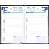 Blueline&reg; Traditional Daily Diary Hard Cover Bound 8"x5" Black Bilingual