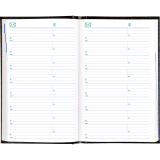 Blueline&reg; Traditional Daily Diary Hard Cover Bound 8"x5" Black Bilingual